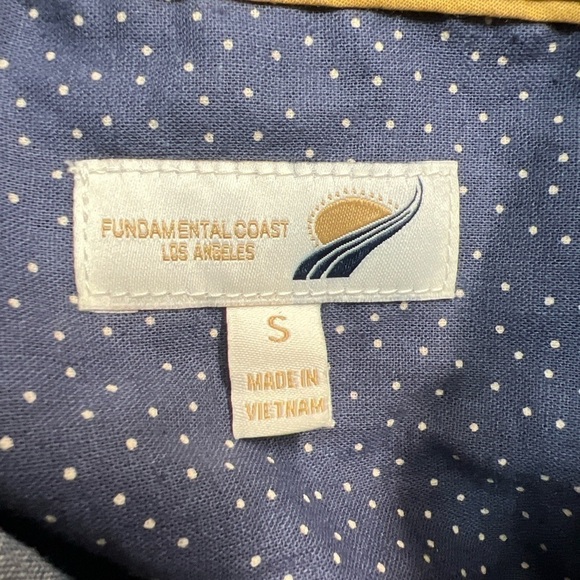 Fundamental Coast Linen Blend Short Sleeve Shirt Micro Dot NWOT - Picture 4 of 5